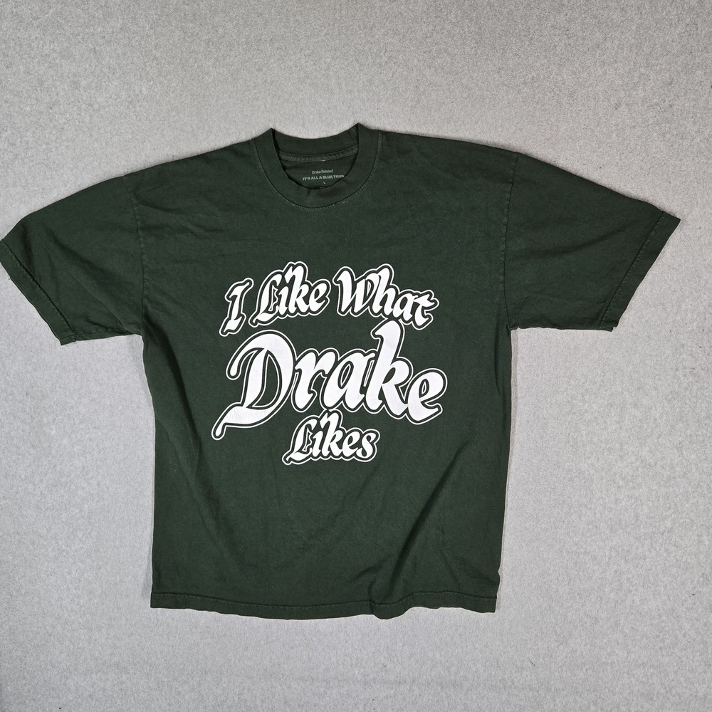 Drake Men Shirt L Green It's All A Blur Tour Graphic Logo